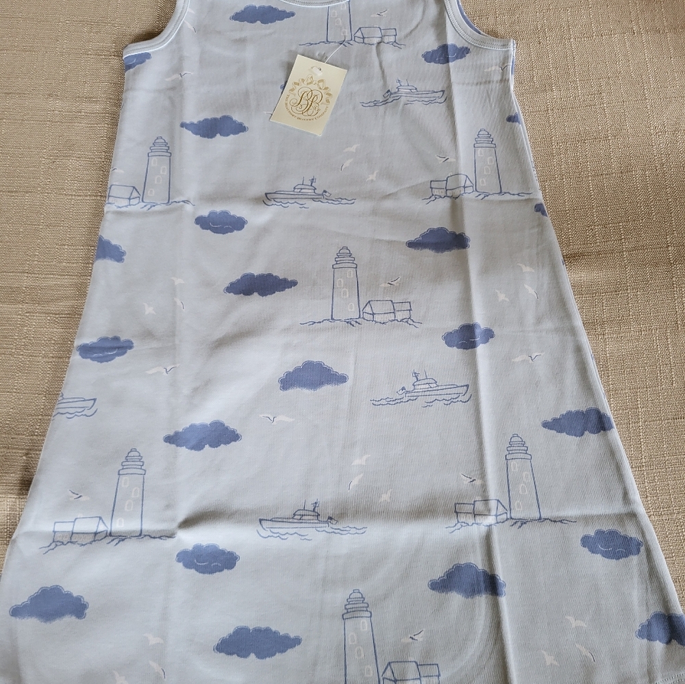 The Beaufort Bonnet Company Polly Play Dress Loggerhead Lighthouse Blue Sz12 NWT